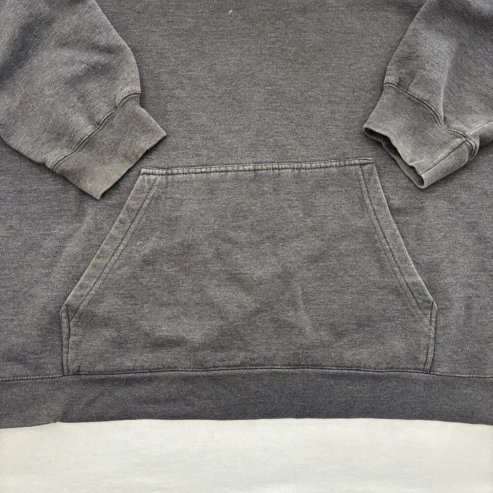 Vintage Nike XXL Gray Hoodie Big Yellow Embroidered Spell Out Logo Pullover Y2K